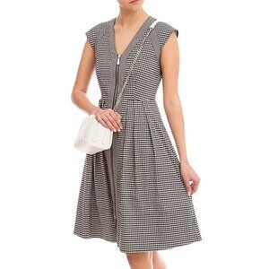 MARELLA Black and White Checkered Midi Dress